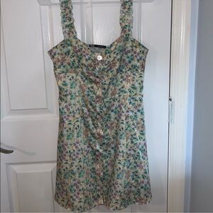 Zara satin effect floral dress Medium